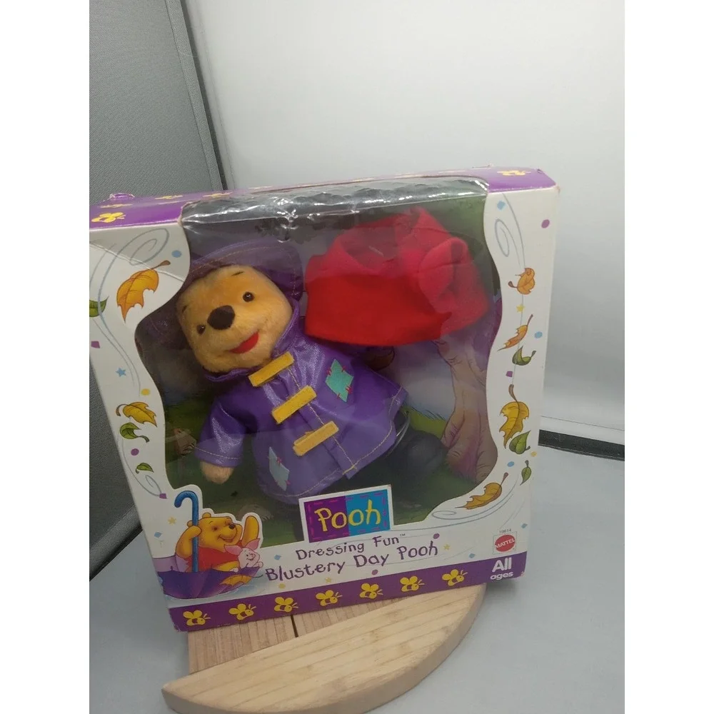 Vintage Mattel 1998 Disney Winnie The Pooh Purple Rain‎ Coat Stuffed Animal 7